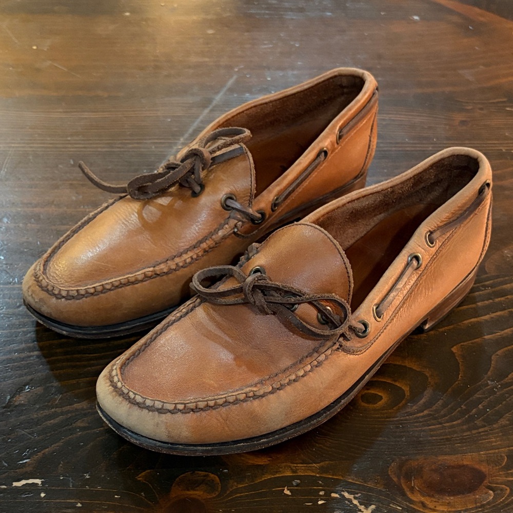 Polo by Ralph Lauren Women’s Tan Loafers Leather Boat Shoes
